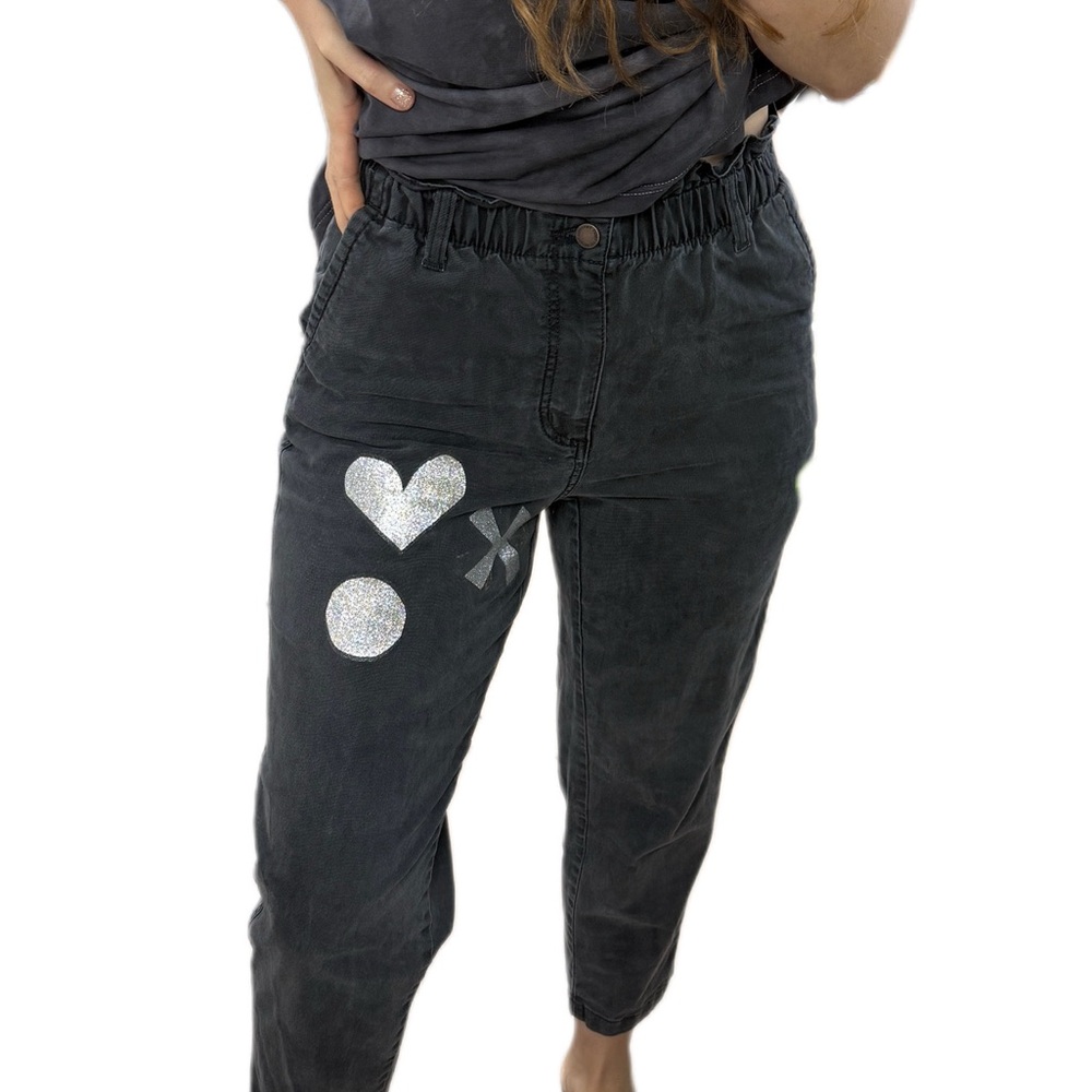 Custom universal thread high waisted elastic wall waist navy blue pants
